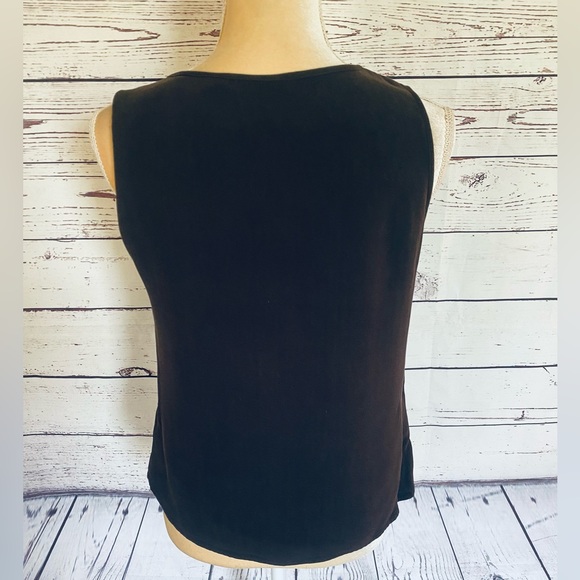 Women’s Medium Tank Top Chico’s Platinum Dark Brown Silk Spandex Blend U Neck - Picture 6 of 10